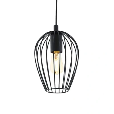 Immagine di EGLO lampada a sospensione Newtown, uno punto luce vintage, retrò in acciaio, nero, E27, diametro 16 cm