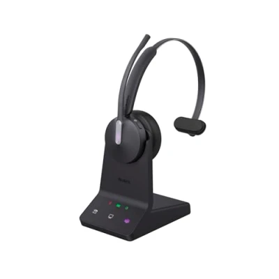 Immagine di Yealink WH64 Mono Teams Cuffie con stazione base, ideale per Microsoft Teams, comodo design un orecchio, riduzione del rumore, porta USB