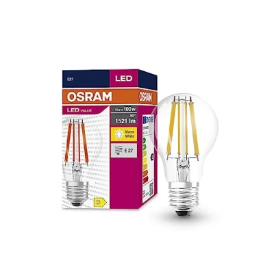 Immagine di OSRAM Valore a stella LED Classic A100 per socket E27, forma di pera, fil, 1521 lumen, bianco caldo, 2700k, sostituzione lampadine da 100 w convenzionali, non dimmerabile, 10 pacchetti
