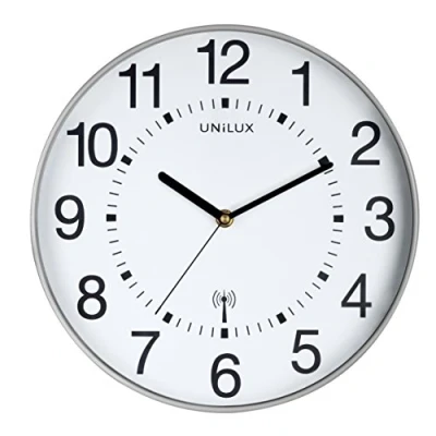 Immagine di Unilux Orologio da parete radio Maxi Wave, 37,5 cm, grigio argento