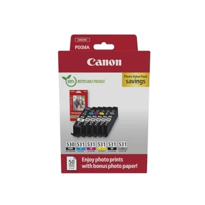 Immagine di Canon, Cartucce, PGI 530 / CLI 531 Photo Value Pack PGBK/C/M/Y/BK/GY (M, FC, GY, PGBK, C, Y)