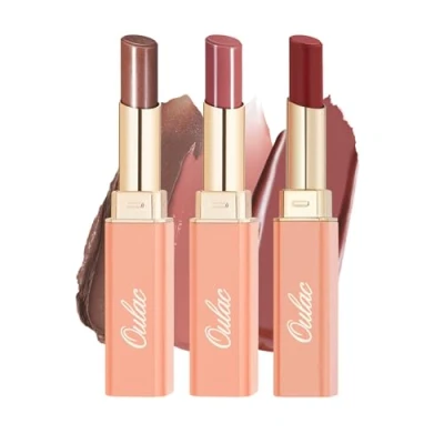 Immagine di Oulac 2 in 1 Rossetto e Balsamo Labbra Marrone Nudo Set,Labbra Succoso Lucido, Effetto Idratante Nutriente, Cura delle Labbra, Fornisce Morbidezza alle Secche Screpolate, Vegan