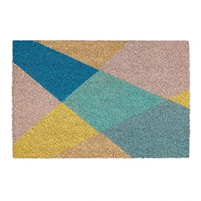 Immagine di Relaxdays Zerbino Ingresso Casa con Design Geometrico, 60x40 cm, Tappeto in Fibra di Cocco, Interni e Esterni, Colorato