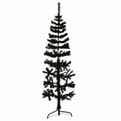 Immagine di vidaXL Albero Natale Artificiale Sottile a metà e Supporto Nero 150 cm