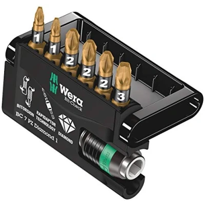 Immagine di Wera Bit Check 7 PZ Diamond 1 05057412001 Kit inserti parti Croce Pozidriv BiTorsion