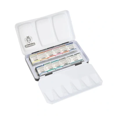 Immagine di Schmincke HORADAM® AQUARELL 74654097 Scatola di metallo compatta con 12 colori ad acquerello, Set da colorare Basic Colours Cesc Farré, 10 x 1/2 ciotole, 1 1/1 ciotola