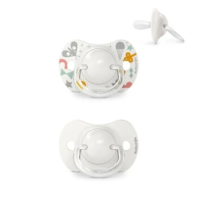 Immagine di Suavinex Confezione da 2 Ciucci con Tettarella Simmetrica in Silicone SX Pro, per Bambini 0 6 Mesi, Ciuccio Neonato, Tettina più Piatta e Flessibile, Walk the Park Grigio