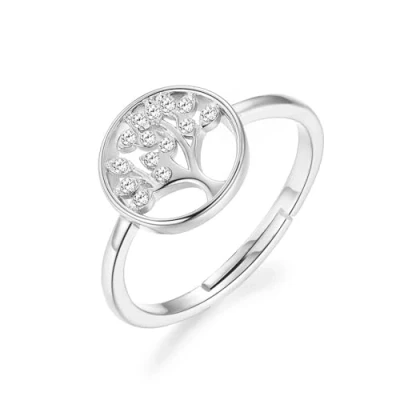 Immagine di Philip Jones Anello Albero della Vita Placcato Argento Creato con Cristalli Zircondia®