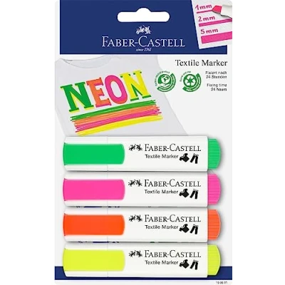 Immagine di FABER CASTELL CF4 MARKER PER TESSUTO NEON: