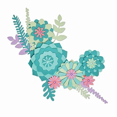 Immagine di Sizzix Set di Fustelle Thinlits Ghirlanda Piante Grasse by Lisa Jones, 15 Pezzi