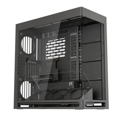 Immagine di HAVN Case Mid Tower per PC HS 420 VGPU Dual Chamber ATX nero Kit GPU verticale PCIe 5.0, ventole 11x 140mm e supporto radiatore 3x 420mm, gestione cavi SimpliCable, vetro temperato, hub ventola PWM