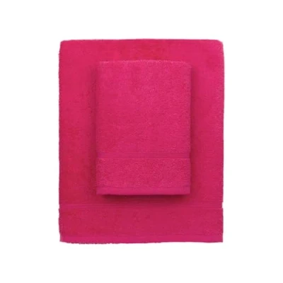 Immagine di zer0bed, Asciugamani Bagno Fuxia, Set 2 Bagno, Asciugamano Viso, Bidet, Tinta Unita, Bianco, 100% cotone, pezzi