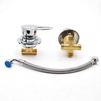 Immagine di AFUDER Interruttori per Doccia a 2/3/4/5 Vie Comando Rubinetti Camera Deviatore di uscita Due pezzi Miscelatore Cartuccia Valvola in Ceramica Rubinetto Acqua Calda Fredda Ottone Cromato