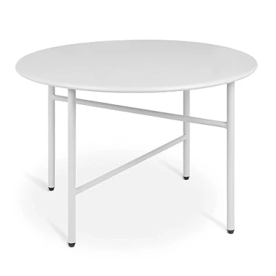Immagine di bomoe Tavolino rotondo in metallo bianco Ø 53 cm Piano del Tavolo resistente ai graffi da salotto stabile giardino leggero per interni ed esterni Comodino Camera letto Finn