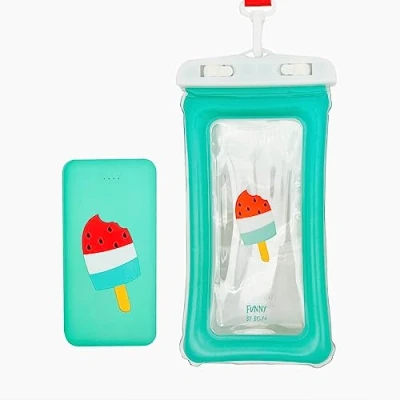 Immagine di Pacchetto Wondee Custodia per cellulare da spiaggia + Power Bank Batteria Esterna Slimmest USB Triple 3A ad alta velocità 10000 MAH.