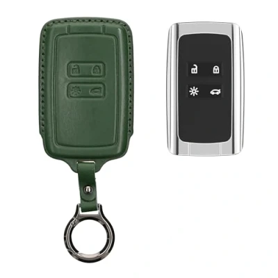 Immagine di kwmobile Custodia Chiavi Vera Pelle Compatibile con Renault 4 tasti Smart Key (solo Keyless Go) Car Case Anello Portachiavi Accessori Auto verde scuro