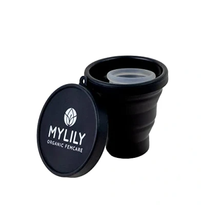 Immagine di MYLILY Sterilizzatore pieghevole per la pulizia e conservazione tutti i tipi di coppetta mestruale contenitori microonde BPA free Capacità 200 ml (nero)