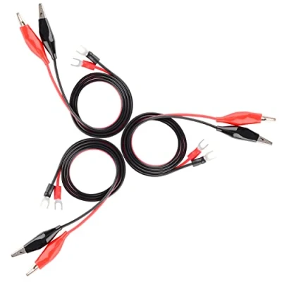 Immagine di stonylab Elettronica Clip a Coccodrillo ai Spade Lug Cavi di Prova Terminale, 6 Confezione 50 cm Puntali Tester Cavo Patch con Test Isolata e Spina Forcella