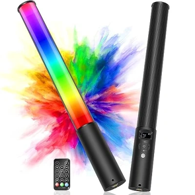 Immagine di Luce Video LED,LUXCEO P400 RGB Fotografia Tubo con Display LCD,2500K 6500K CRI95+,100% Helligkeit (LUX),12 Effetti Luce,Luce LED a colori batteria incorporata,Illuminazione per TikTok,Vlog,YouTube