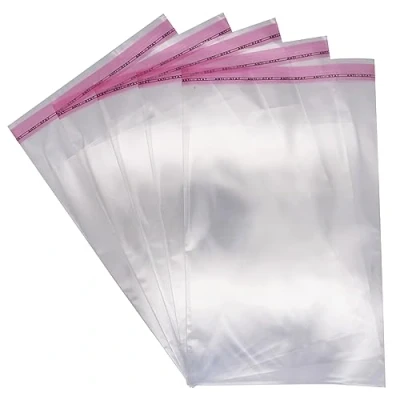 Immagine di SKIR&#039;CO 100 sacchetti in cellophane trasparente, 25 x 35 cm, autoadesivi, polipropilene orientato, per alimenti, autosigillanti