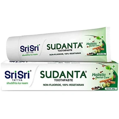 Immagine di Sri Tattva Sudanta Herbal Toothpaste All Natural, Fluoride Free Tooth Paste with Cloves, Cinnamon, Bakul &amp; More 200g (Pack of 4), for Kids and Adults