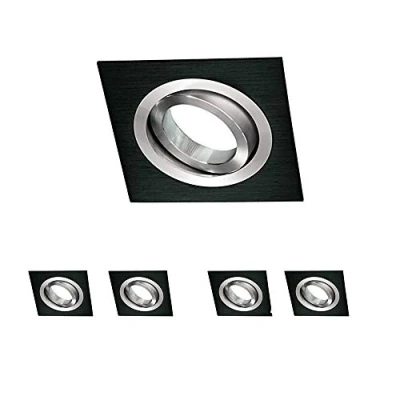 Immagine di Wonderlamp Clasic W E0, Faretto a incasso quadrato, nero, 5 unità