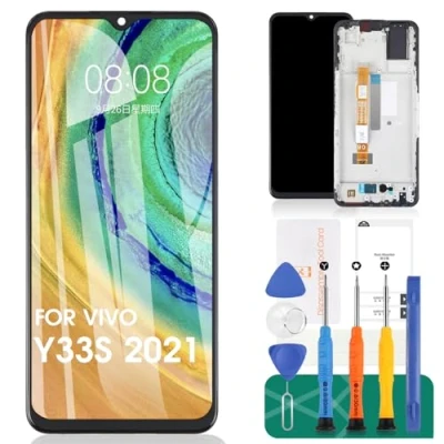 Immagine di Per Vivo Y33S 2021 Display LCD Sostituzione Dello Schermo Touch Screen V2109 Kit di Riparazione Digitalizzatore (Nero, Con Telaio)