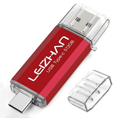 Immagine di leizhan Type C USB Flash Drive 512GB OTG(On the Go) 2 in 1 3.0 &amp; Pen For Android Smart Phone and MacBook Red