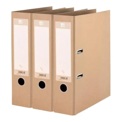 Immagine di Oxford Raccoglitore A4, larghezza 8 cm, ideale per l&#039;ambiente, confezione da 3, colore beige