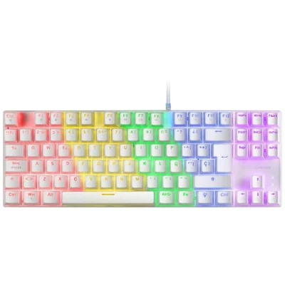 Immagine di Mars Gaming MK80 Bianco, Tastiera Meccanica TKL FRGB, Antighosting, Switch Meccanico Marrone, Lingua Francese