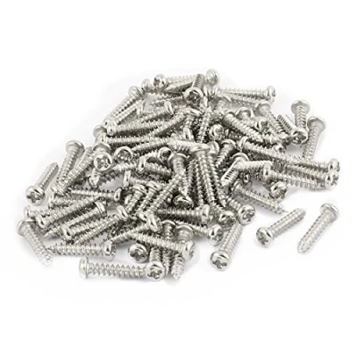 Immagine di sourcing map 100 viti autofilettanti a testa tonda Phillips in acciaio INOX, M2 x 10 mm