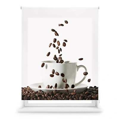 Immagine di Blindecor Digital Cucina Tenda avvolgibile traslucida con stampa digitale Modello Coffee 130 x 180 cm (larghezza per altezza) Dimensioni del tessuto 127 175 Tende finestre