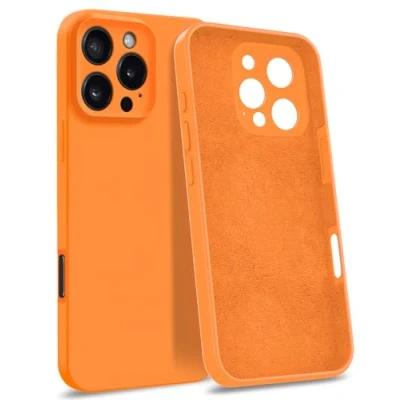 Immagine di MyGadget Custodia in Silicone compatibile con iPhone 16 Pro Max [Quadrupla Protezione] Case Rigido Fodera Microfibra Cover Arancio