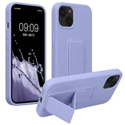 Immagine di kwmobile 1x Custodia Compatibile con Apple iPhone 13 Cover Supporto Dita Back Case per Smartphone Protezione Gommata Lavanda