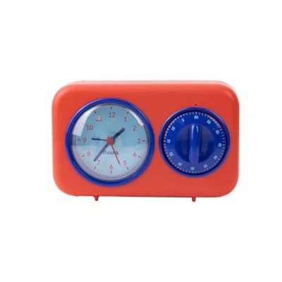 Immagine di Fisura Timer da cucina retrò rosso. analogico 60 minuti. multifunzione con orologio e funzione sveglia. originale. Pomodoro.