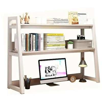 Immagine di Lsoiup Libreria da scrivania per computer Scaffale regolabile a 2 livelli dormitorio, casa, scuola, ufficio