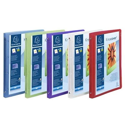 Immagine di Exacompta 519699E Conf. da 5 Raccoglitori Personalizzabili 1 Tasca 4 Anelli Tondi 15 mm Dorso 20 Polipropilene Traslucido 0.5 F.to Esterno 25x32 cm per A4 Colori Assortiti