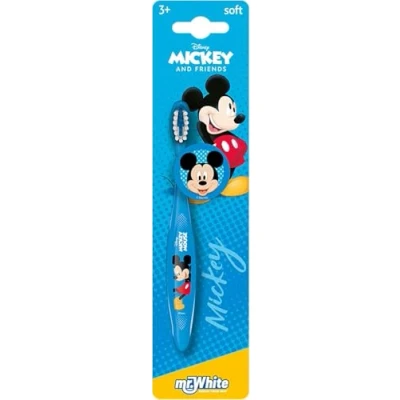 Immagine di Spazzolino da denti Mickey Mouse con cappuccio di protezione, ventosa, manico comodo e setole morbide per bambini
