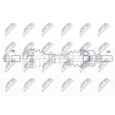 Immagine di NTY NPW PE 061 Albero motore / Semiasse Assale anteriore Sx 639mm Cambio automatico a 6 marce, manuale marce PEUGEOT: Traveller