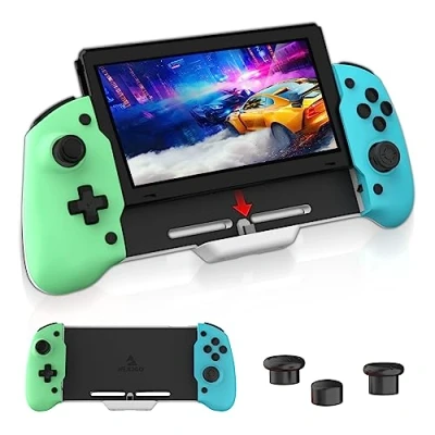 Immagine di NexiGo Controller per la modalità Portatile, ergonomico Nintendo Switch con giroscopio a 6 Assi, Vibrazione Doppio Motore, Non Compatibile OLED, Island Village