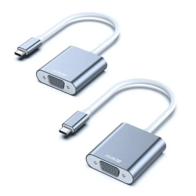 Immagine di BENFEI Adattatore USB C a VGA, 2 Confezioni tipo VGA [Compatibile Thunderbolt 3/4] Maschio Femmina, convertitore per iPhone 15 Pro/Max MacBook Pro/Air 2023 iPad Pro iMac S23