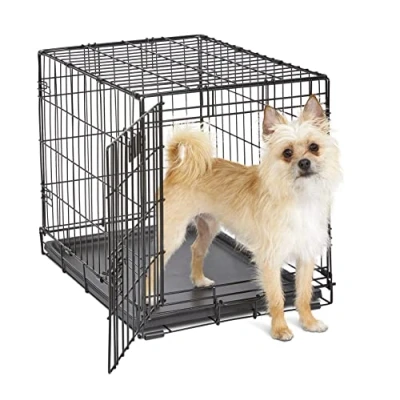 Immagine di MidWest Homes for Pets Gabbia per cani iCrate a porta singola, lunga 60,96 cm, con vaschetta tenuta stagna, piedini protettivi, pannello divisorio e caratteristiche brevettate, nero, mod. 1524