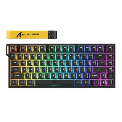 Immagine di ATTACK SHARK R82 HE Tastiera Rapid Trigger 8000Hz, Precisione RT di 0,005mm, Gaming RGB Cablata al 75%, Switch Magnetici, Attuazione Regolabile, Snap Tap, per PC/Mac, Nero