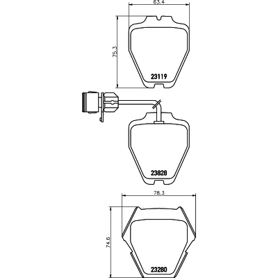 Immagine di HELLA 8DB 355 008 791 Kit pastiglie freno con segnalatore usura integrato accessori AUDI: A8 D3, D2