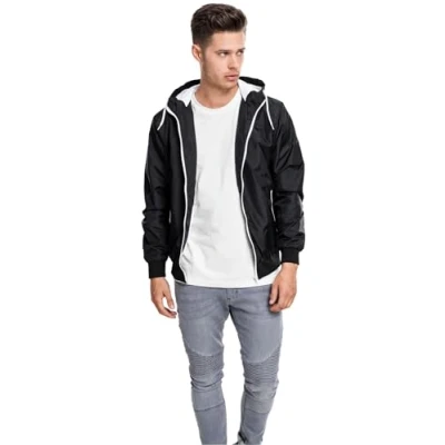 Immagine di Urban Classics Contrast Windrunner Giacca da mezza stagione, Uomo, Taglia: XL, Black/white