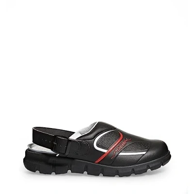 Immagine di Scarpe da Lavoro OB, A,E,FO SRC, Microfibra A, Nero, Resistente, Cinghino Tallone Regolabile, Adatto Cucina, HACCP Nero/Rosso, 42