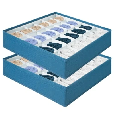 Immagine di AiQInu Organizer Cassetti Set di 2，Organizzatore Pieghevoli 24 Celle Porta Calzini Biancheria, Biancheria Intima, Calze, Cravatte e Sciarpe
