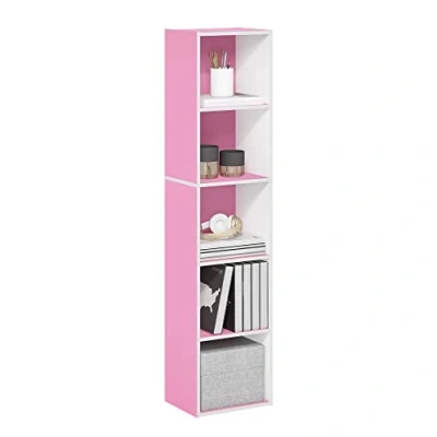 Immagine di Furinno Pasir Libreria a 5 ripiani aperti, rosa/bianco