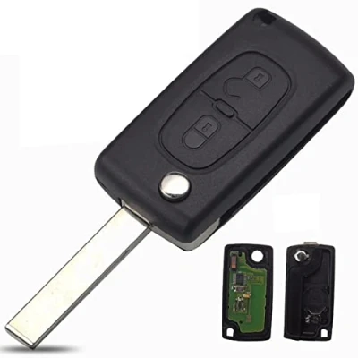 Immagine di Chiave completa con elettronica a programma Plip per C1 C2 C3 C4 C5 Berlingo Picasso 207 208 307 308 3008 807 Guscio CE0536 Lama scanalature TELECOMANDO @Pro