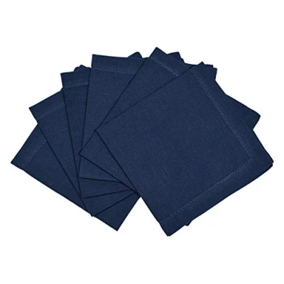 Immagine di Penguin Home® Set di 6 Tovaglioli in Cotone, 100% Lino, Solid Navy